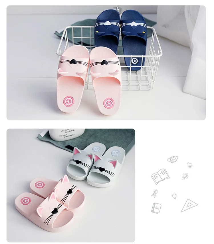 Girls Boys Home PVC Slippers Cartoon Cat Floor Family Shoes Beach Sandals kids shoes summer beach slippers