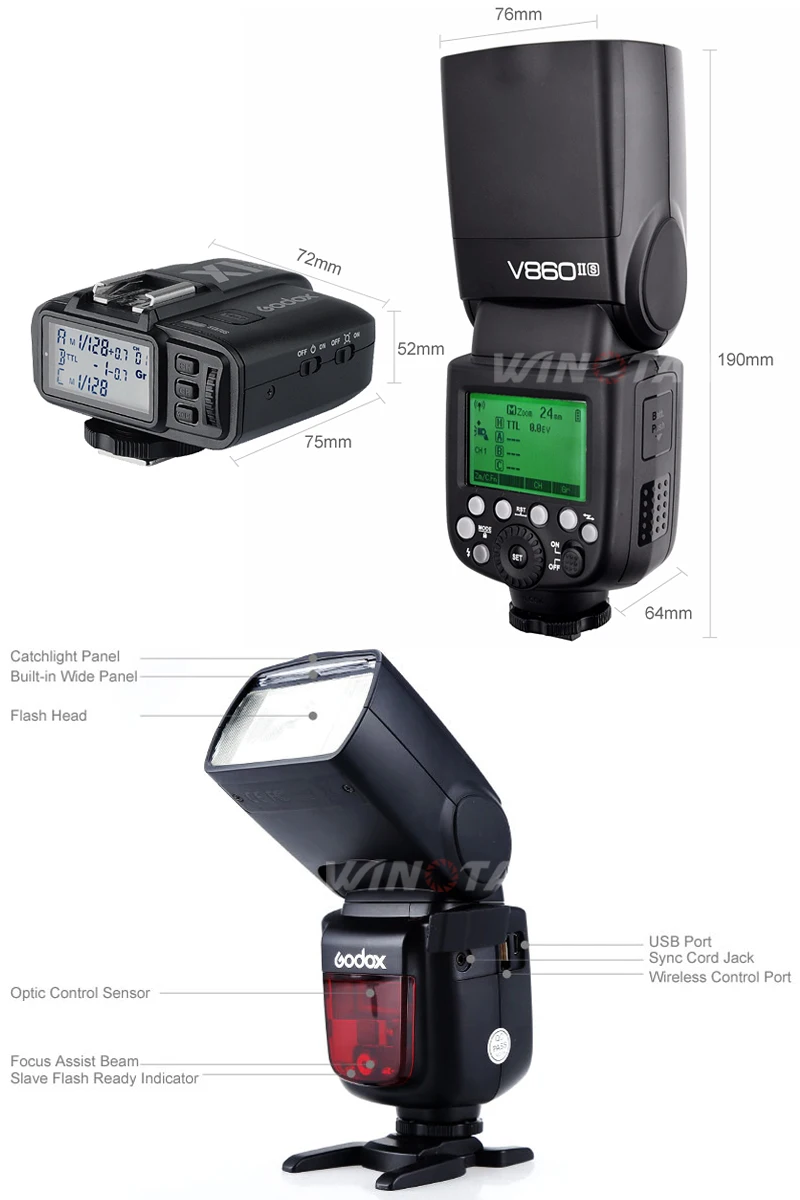 Godox V860II-S ttl HSS 1/8000 S литий-ионный Батарея вспышки Speedlite + X1T-S триггера для sony A7R A7RII A7S a58 A99 A6000 A6300 A6500