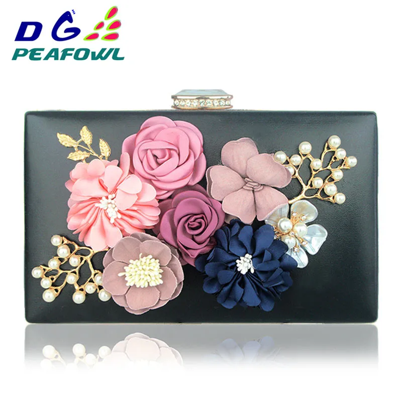 White Appliques Pearl Women Evening Clutch Bags Minaudiere Lady Wedding Party Bride Purses Handbag Shoulder Luxury Hand Bags