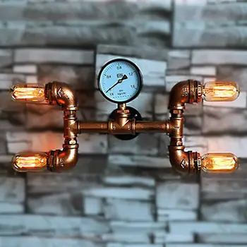 

Retro Wall Lamp Loft Country Style E27 Vintage Water Pipe Wall Lamp Iron Plated 4 Bulbs Home Lighting For Shop Industrial Deco