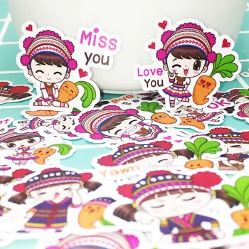 

20/40pcs Homemade Cute Cartoon Chinese Girl Sticker Notebook DIY Waterproof Sticker