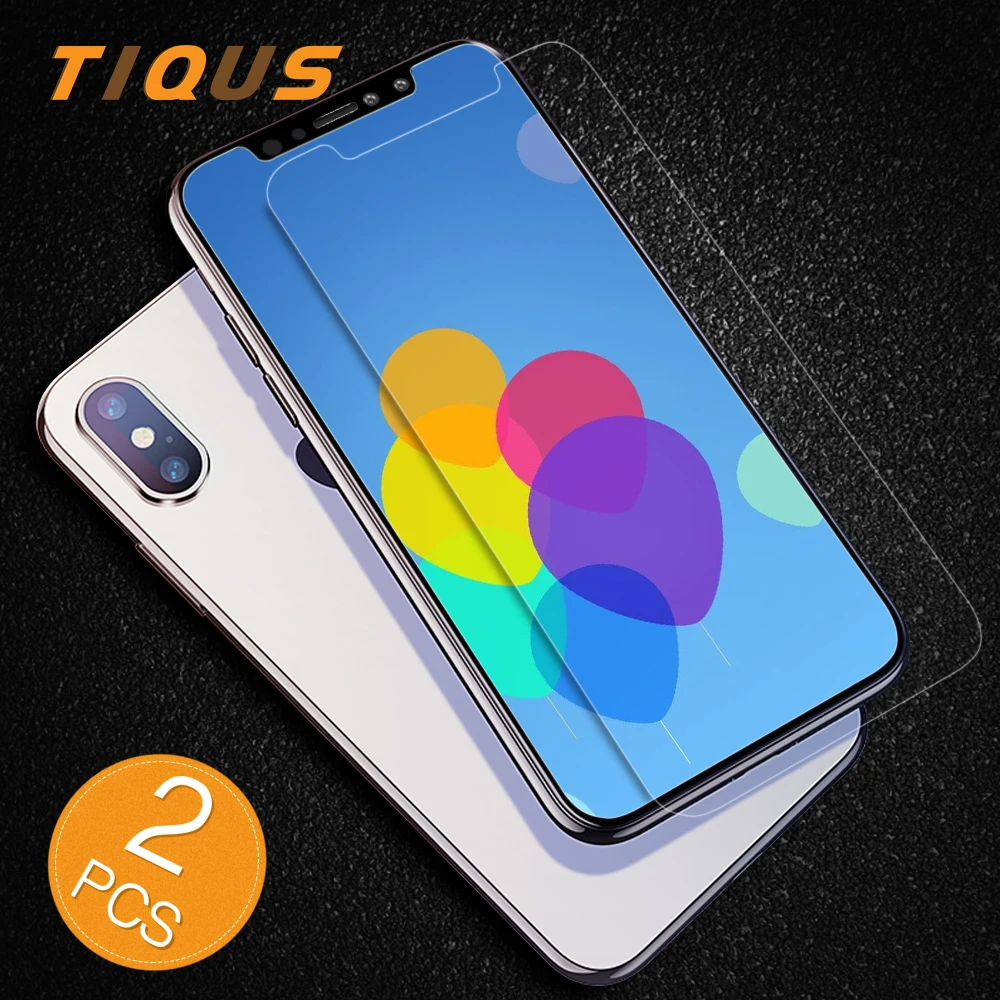 TIQUS For iPhone X 8 7 6 6s Plus Screen Protection Tempered Glass Film Screen Protector For iPhone X 7 Plus Glass Protection 2PC