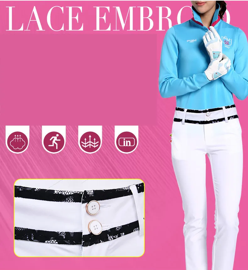 PGM Весенняя женская спортивная одежда для гольфа эластичные дышащие спортивные брюки черные кружевные белые брюки женские брюки для гольфа можно вставить Тройник