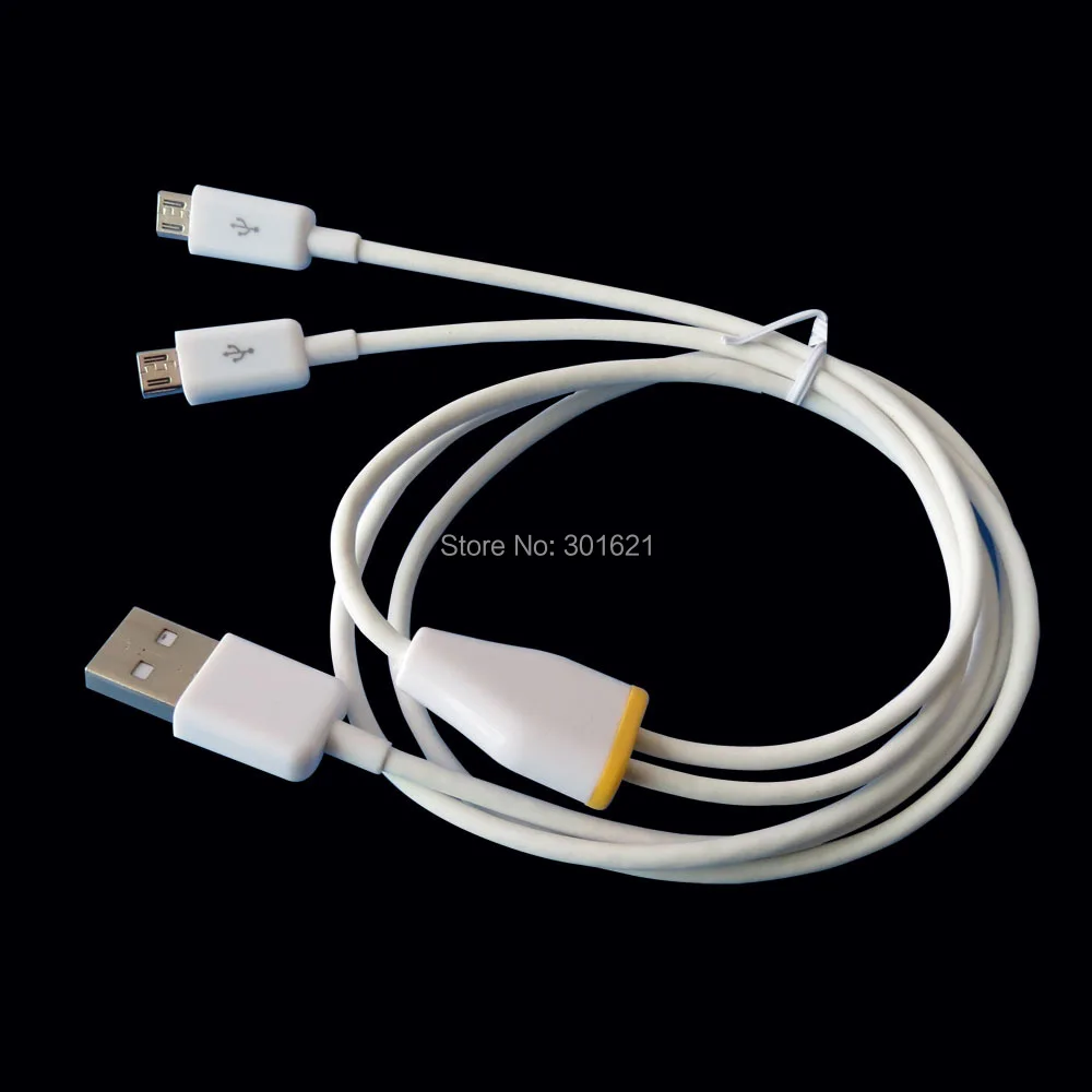 1 м 3 фута ТПЭ двойной микро USB сплиттер кабель питания и синхронизации 2