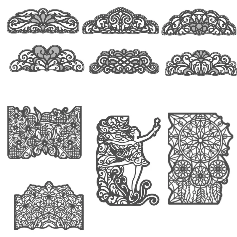 $ Mandala Lace Edge Frame Swings Metal Cutting Dies Stencils For DIY Scrapbooking Decoration Embossing Paper Card Craft Die Cut