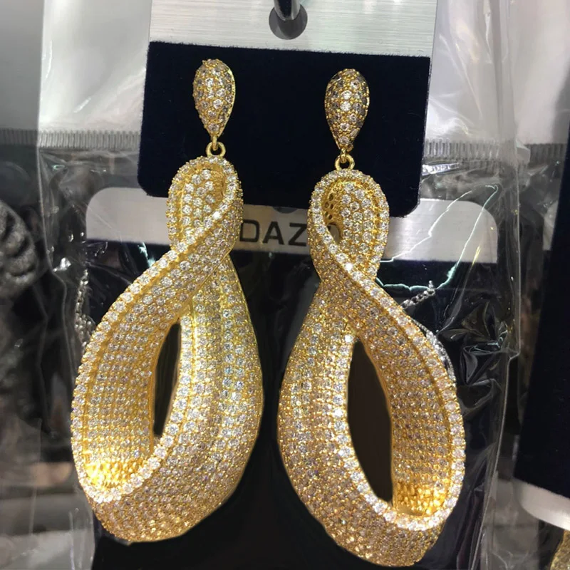 Роскошные блестящие подвесные геометрические серьги Dazz для женщин Свадебная