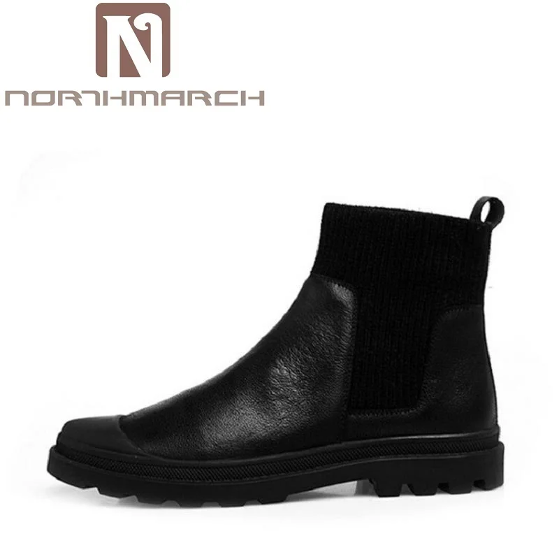 

NORTHMARCH Europe Styles Men's Leather Martin Boots High Quality Chelsea Boots Black Comfortable Brown Winter Men Shoes Erkek