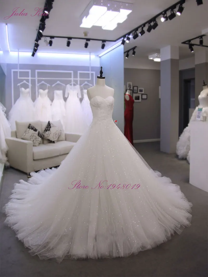 

Elegant O-neck Appliqued Lace Netting Long Beaded Crystaled New Arrival Tiesed Ball Gown Puffy Princess Wedding Dress