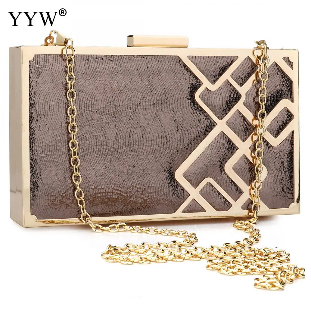 Flannelette Green Clutch Wedding Women Box Bag Gold Chain Geometric Zinc Alloy Christmas Evening Bags Female Party Clutch Gold