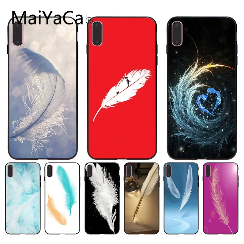 MaiYaCa Colored Feathers Lovely Design Phone Accessories Case For iphone 8 8plus and 7 7plus 6s 6s Plus 6 6plus 5s Cellphones