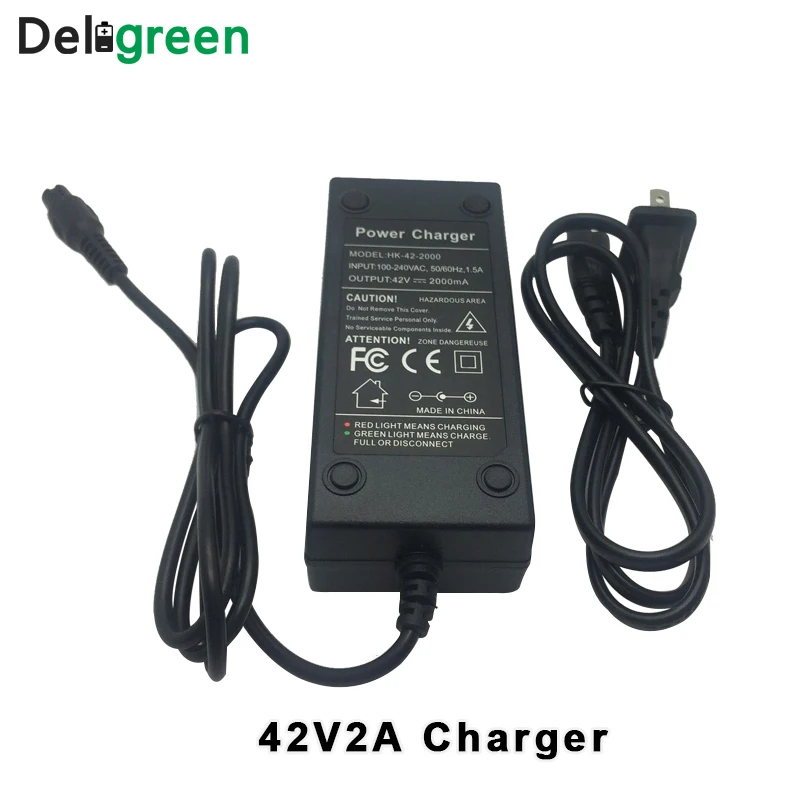 

Deligreen 42V 2A Battery Charger Lithium Ion LiNCM Charger for 10 Series Electric Charger for Self balancing Scooter Hoverboard