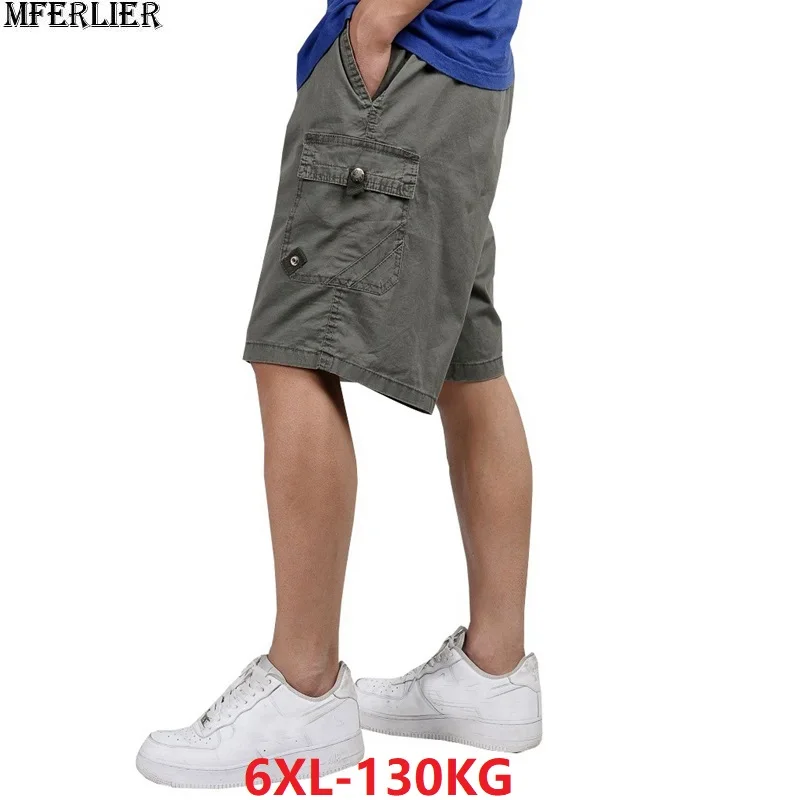 Большие размеры 5XL 6XL летние мужские спортивные шорты Карго с карманами и буквенным принтом, мужские шорты, эластичные мужские повседневные шорты 48
