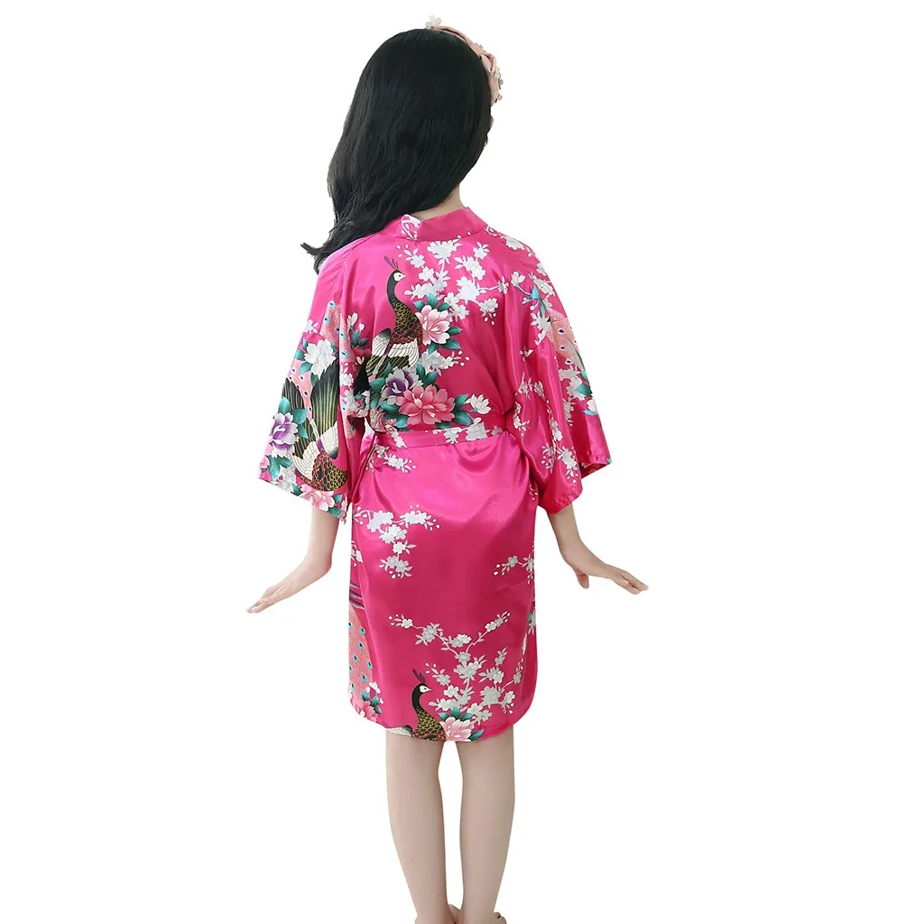 CHAMSGEND банные халаты для детей, для маленьких девочек, с цветами шелк атласное кимоно; наряд, одежда для сна, одежда Детский банный халат модные 19June01