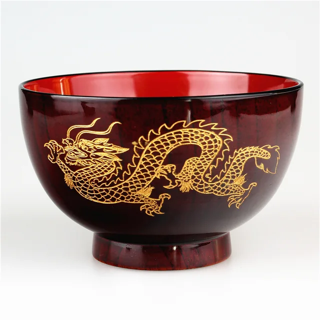 Natural Jujube Wooden bowl soup rice Noodles bowls Kids lunch box kitchen tableware Dragon and Phoenix Wooden Bowl 2