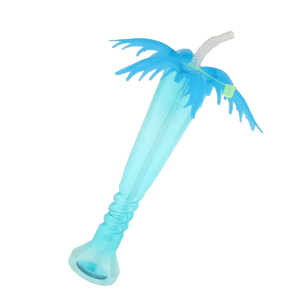  1PC Tropical Coconut Palm Tree Luau Yard Cup Hawaiian Summer Beach Wedding Birthday Party Drinks Juice Plastic Coconut Tree Cup
