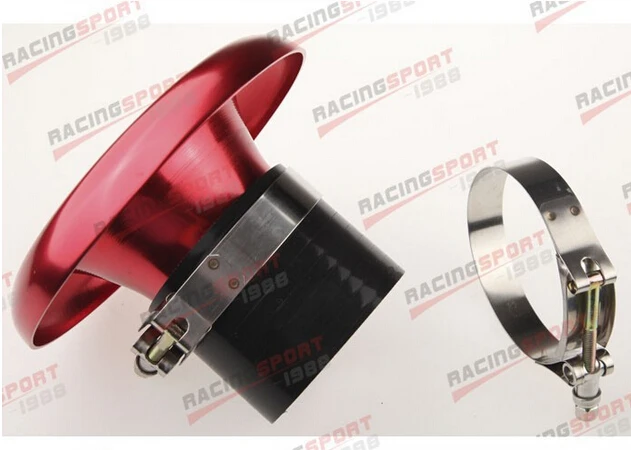 

New 4" red UNIVERSAL VELOCITY STACK FOR COLD/RAM ENGINE AIR INTAKE/TURBO HORN TURH-4-red-SIL-S4black