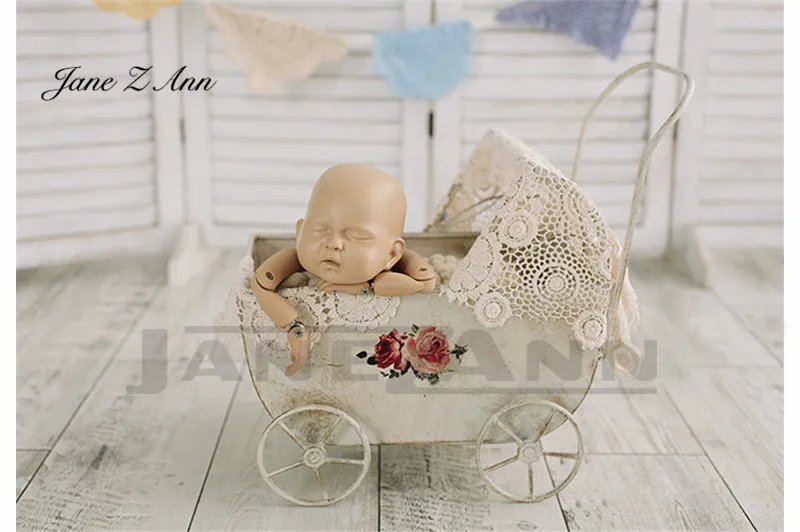 

Jane Z Ann Newborn Baby Photography Iron Strollers Props Baby Girl Boy Photo Shoot Cars bed Basket Props 40x27x18cm