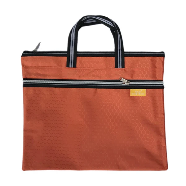 Bai Ju Double layer B4 pattern portable File Bag Briefcase, Orange