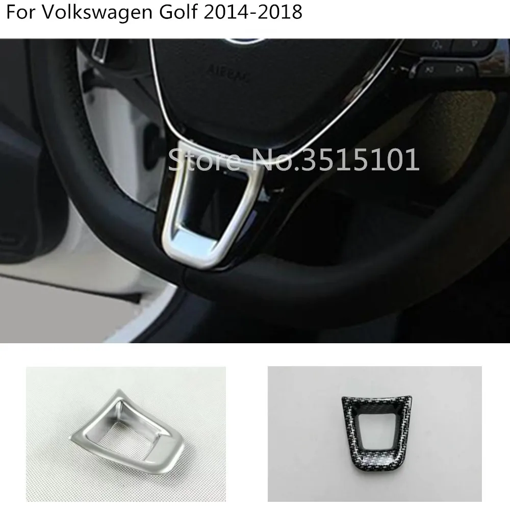 

Carbon fiber ABS chrome Steering wheel bottom Interior Trim frame hoods For Volkswagen VW Golf7 Golf 7 2014 2015 2016 2017 2018