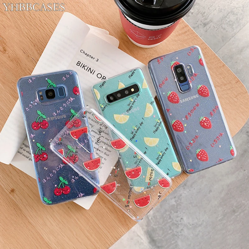 YHBBCASES модные блестящие прозрачные мягкие чехлы для samsung Galaxy S8 S9 S10 Plus летние
