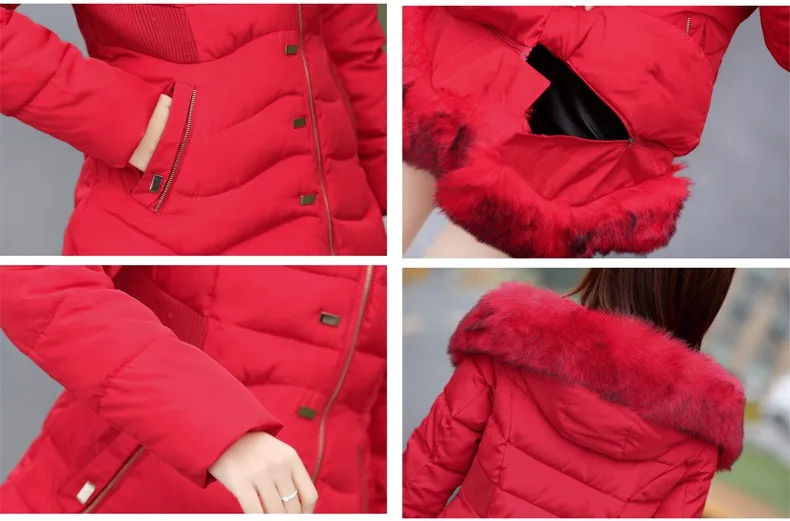 Осенне-зимний пуховик с хлопковой подкладкой женская зимняя куртка с меховым воротником плюс Размер Женская куртка утолщенная теплая парка GQ1572