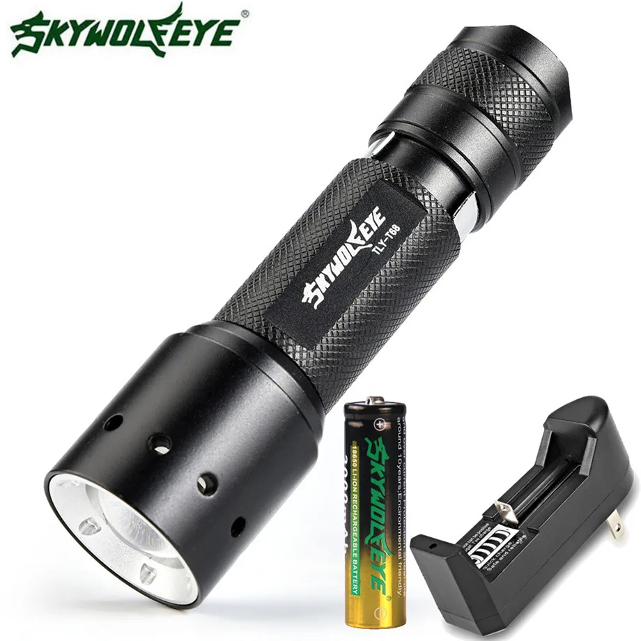 SKYWOLFEYE Shadowhawk 5 режимов XM-L T6 светодиодный 18650+ зарядное устройство мощный фонарь полицейский фонарик лампа дропшиппинг#1101