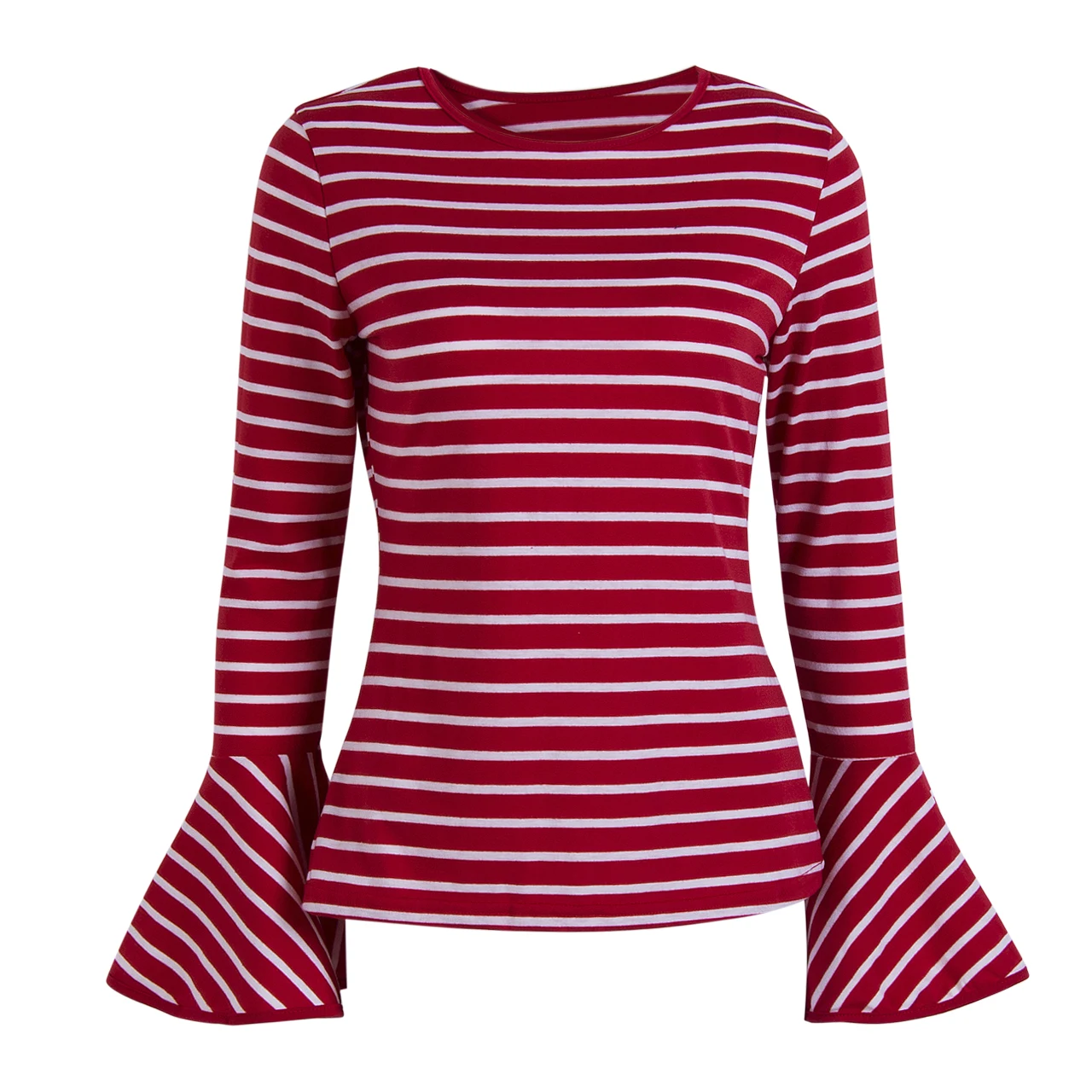 2017 Striped T Shirt Women Vintage White And Red Striped Shirt Cotton T