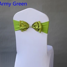 Армейский зеленый цвет Атлас бант на стул Подвязка из спандекса для стула галстук бабочка лайкра подходят для всех стульев Свадебный Банкетный отель украшение Вечерние