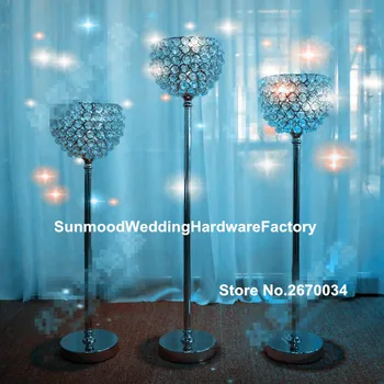 

sliver with glass chandelier beads crystal wedding centerpiece aisle pillars for Event &Party Supplies