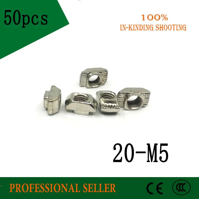 50PCS 20 m5 M5 T nut Hammer Head Fasten Nut M5 Connector Nickel Plated