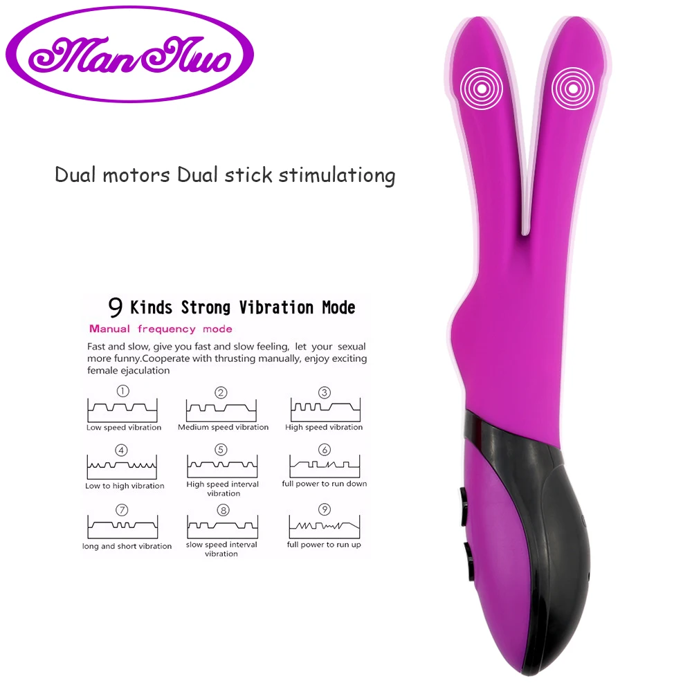 750mA USB Rechargeable Dual Vibrator Y Shape Sex Toys for Women G-spot A-spot Clitoris Stimulator 100% Waterproof