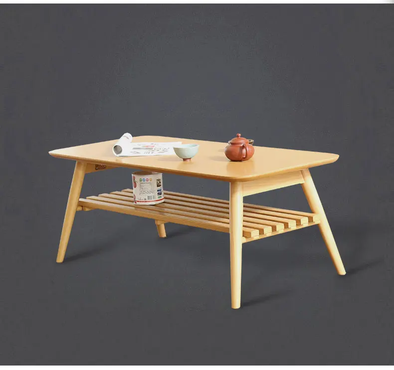 Modern Center Table Leg Foldable Walnut Natural Finish Living Room Furniture Rectangle Wooden Coffee
