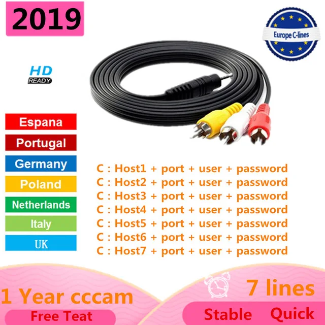 Cccams сервер HD Клайн 1 год Европа работает хорошо для Freesat v7 DVB S2 спутниковый ресивер