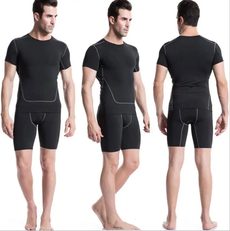 Спортивные Pro 2 bodytight обучение с коротким рукавом тренировки Короткие рукава пот Quick Dry обтягивающую одежду