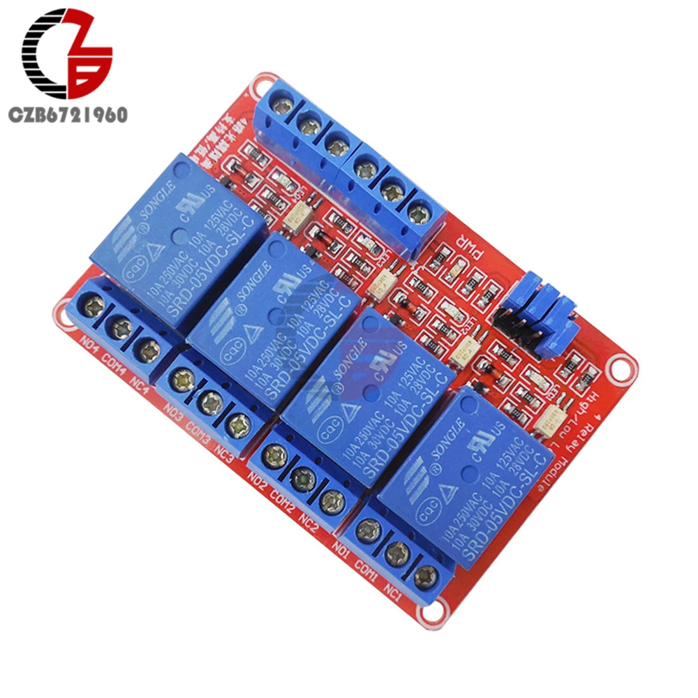 12V 4-Channel Relay Module With Optocoupler High Level Triger For Arduino US 