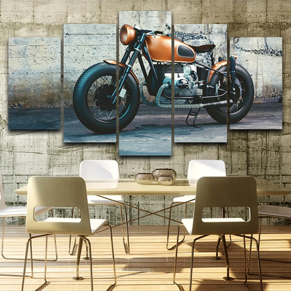 Гостиная HD Печатный модульный Холст Плакаты 5 панелей Винтаж мотоцикл рамки стены Искусство Живопись украшение дома картины