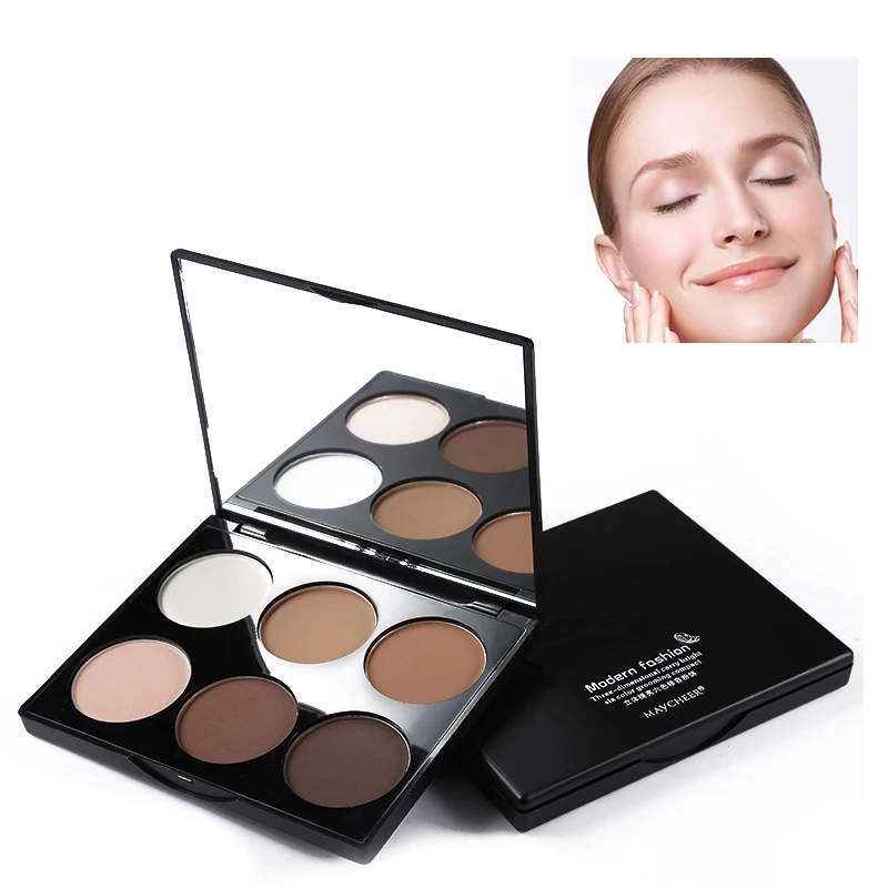6 Color Professional Trim Powder Bronzing Highlighters Powder Cosmetic Glitter Bronzer Powder Blush Blusher Makeup Palette contrast trim glitter wallet