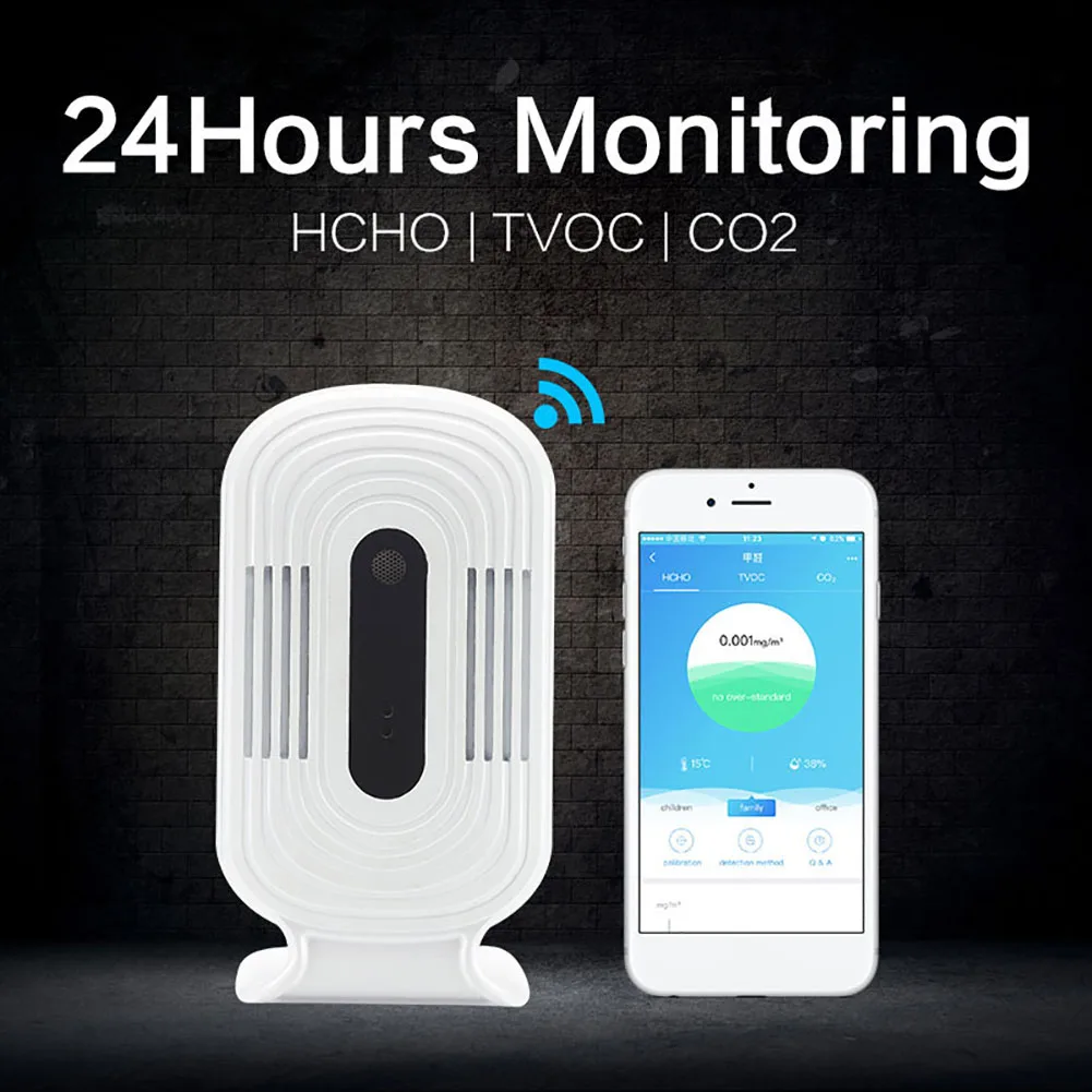 Умный WiFi измеритель качества воздуха тестер CO2 HCHO TVOC PM2.5 детектор газа датчик