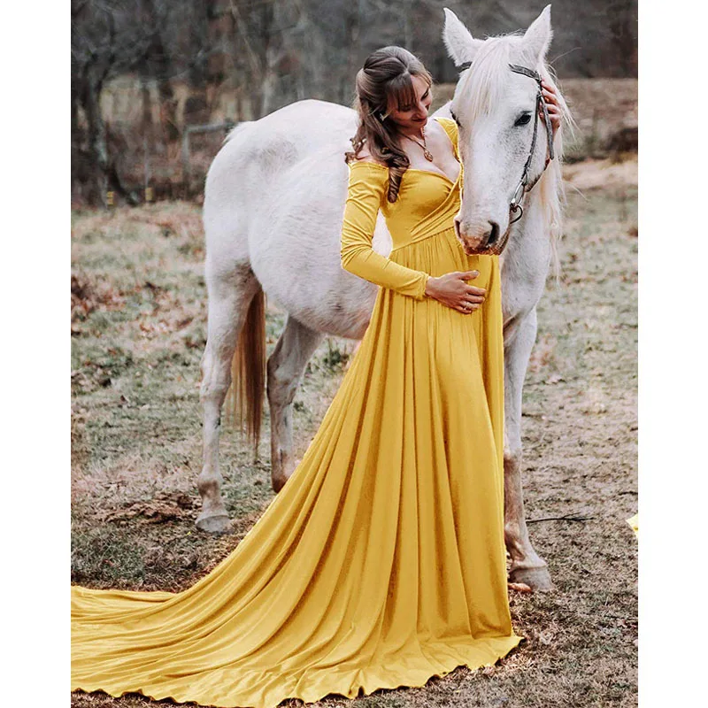 Long Tail Maternity Dresses: Photography Shoot Maternity Props Maxi Dresses for Pregnant Women Clothes - Pregnancy Dress image 3