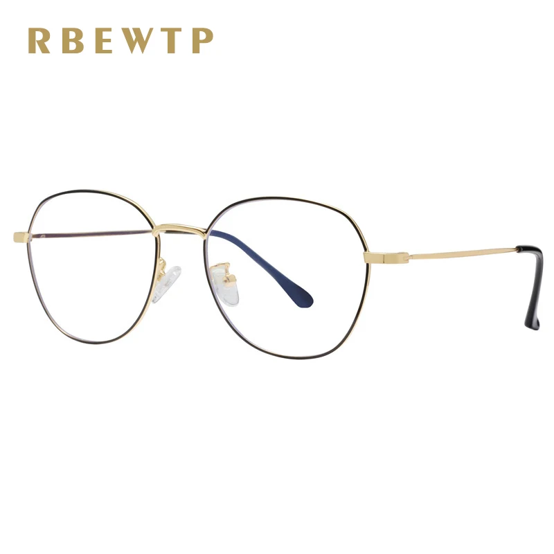 RBEWTP круглая рамка розовое золото анти синий свет блокирующие очки светодиодные очки для чтения радиационно стойкие компьютерные игровые очки