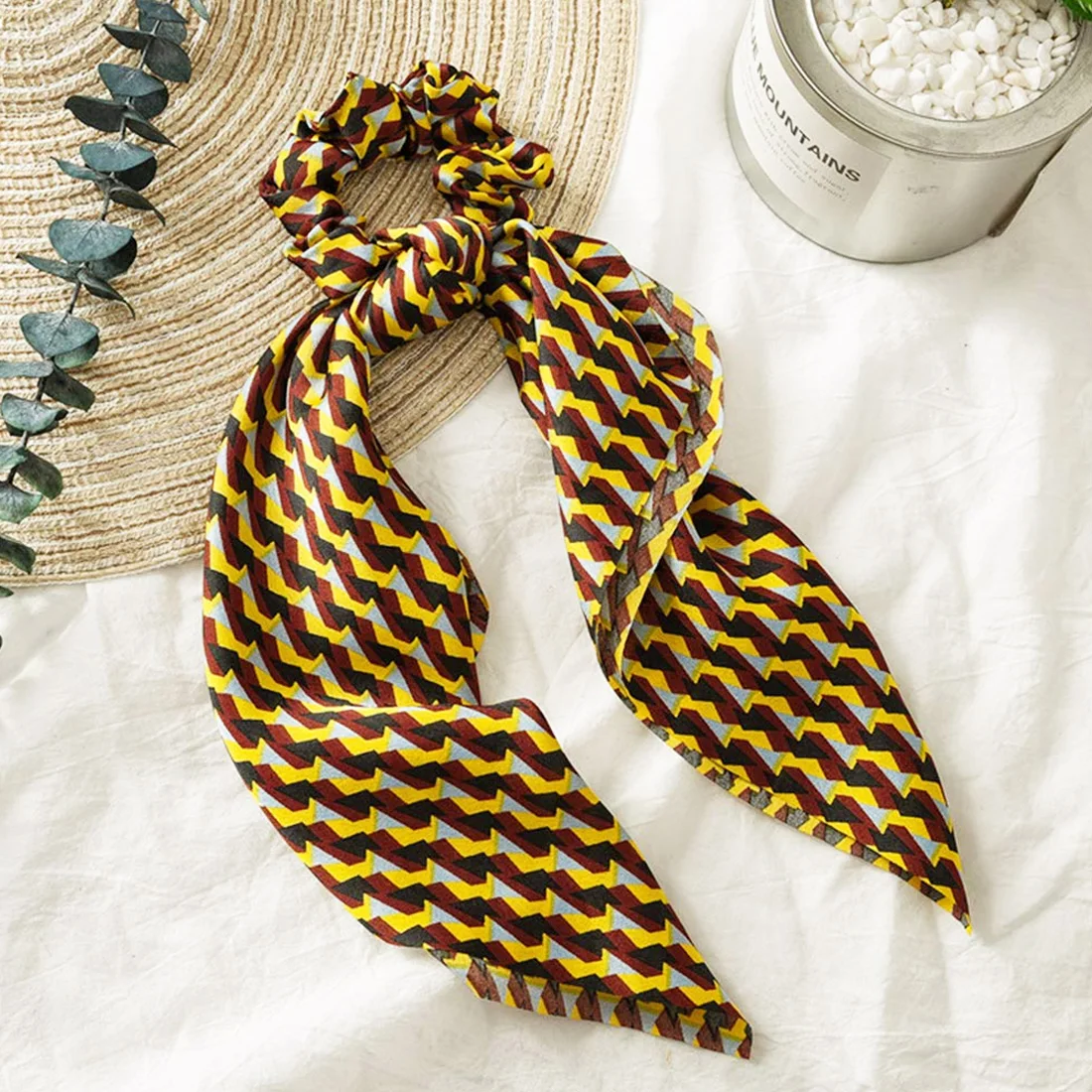 

literary Spring Sweet Long Ribbon Scrunchies Women Hair Scarf Print Girls Headband Hair Rubber Hairband Ropes Hair Accessories