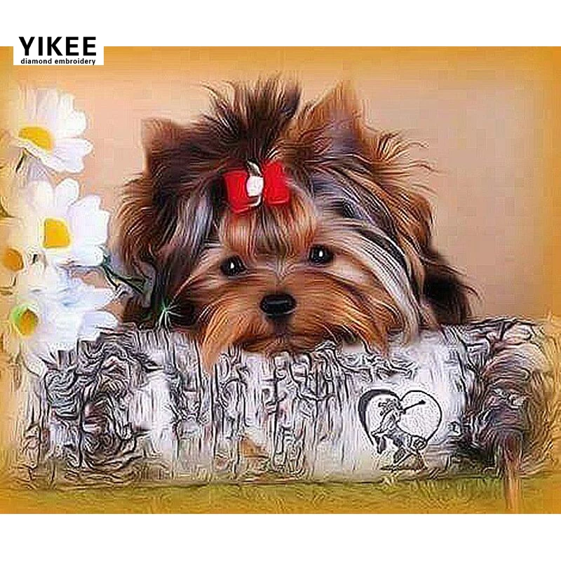 YIKEE собака 5d diy алмазная живопись полная квадратная Алмазная вышивка продажи