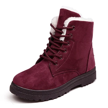 

Classic Women Boots For Winter Suede Ankle Boots Female Warm Fur Plush Insole High Quality Lace-Up