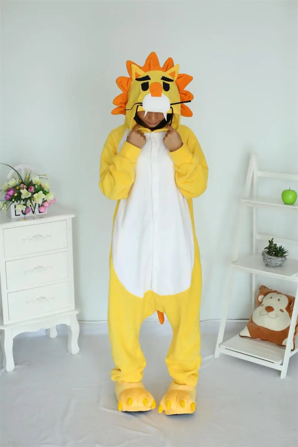 Animal Yellow Lion Onesies Pyjamas Adult Onesie Sleepwear Unisex