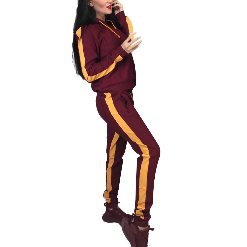 

Tracksuit Two-Piece Suits Of Women Fashion Casual Zipper Long Sleeve Pullove Sport Sweatshirt +Long Pants Clothes Set For Women