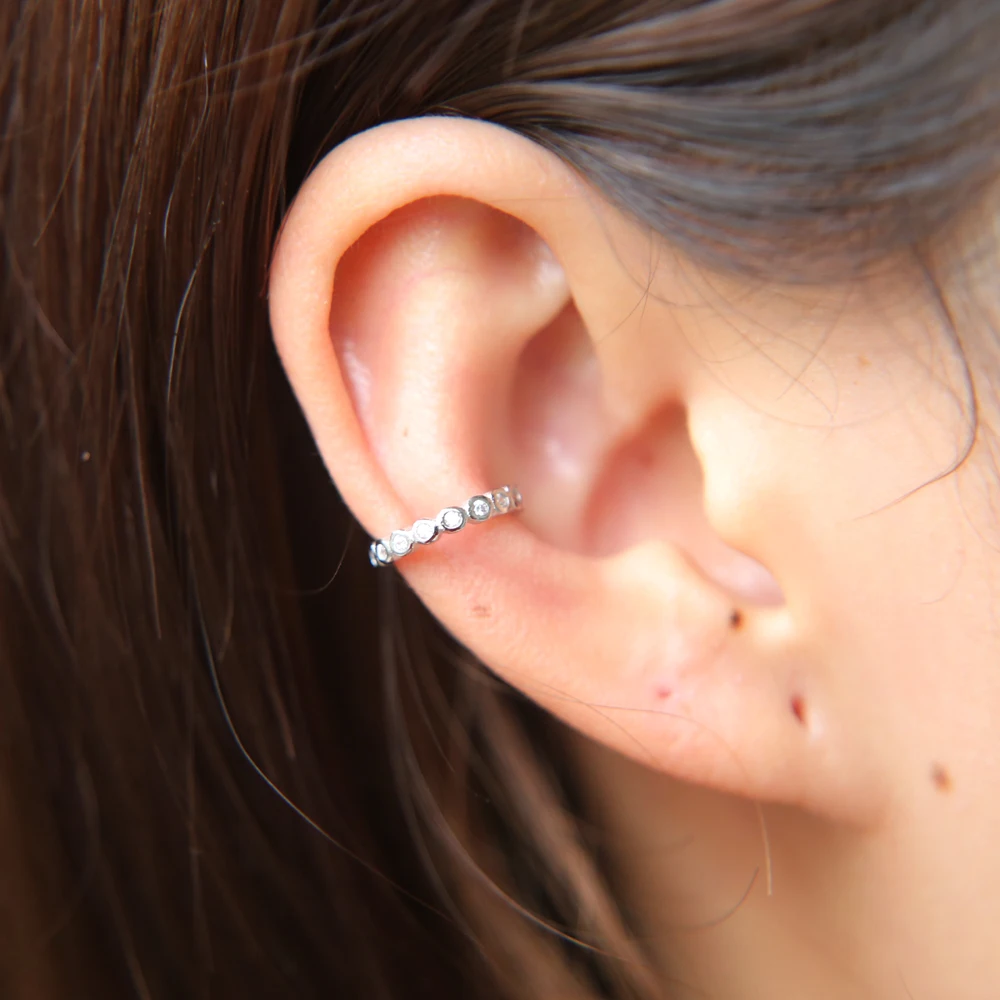 2017 Real New Plant Trendy Earings Aretes Bezel Cubic Zirconia Cz Circle Cuff Sparking 925 Silver No Pierced Ear Earring (10)