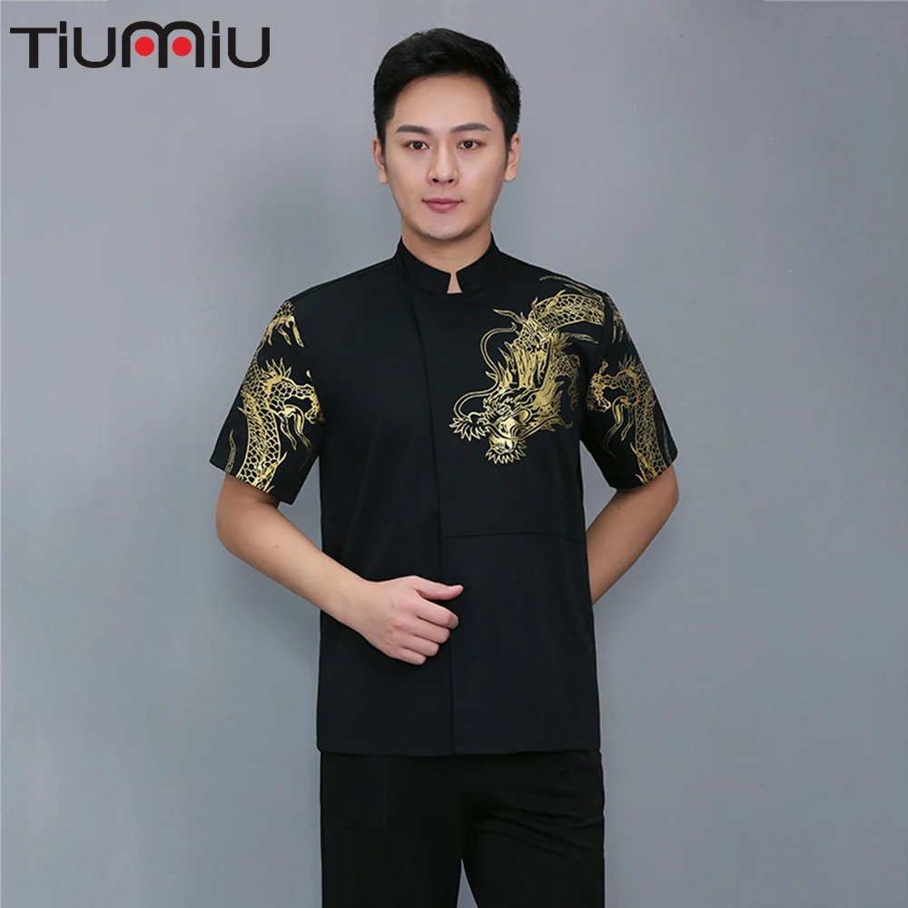 

Printing Dragon Pattern Chef Uniform Cook Jacket Kitchen Barbershop Pub Buffet Bar Bakery Cake Food Service Hotel Work Overalls