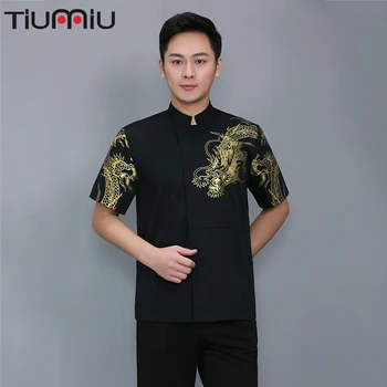 

Printing Dragon Pattern Chef Uniform Cook Jacket Kitchen Barbershop Pub Buffet Bar Bakery Cake Food Service Hotel Work Overalls