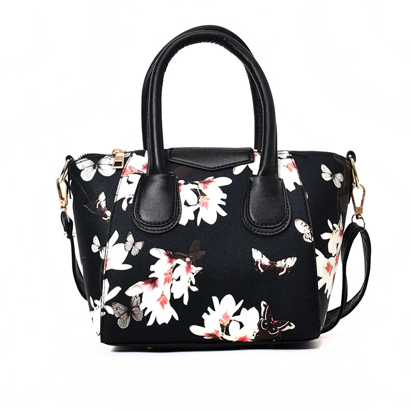 

2018 Fashion Women Leather Handbags Butterfly Floral Printing Shoulder Crossbody Bags Elegant Female Ladies Hand Bag sac a main