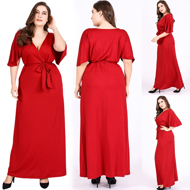 plus size red maxi dress